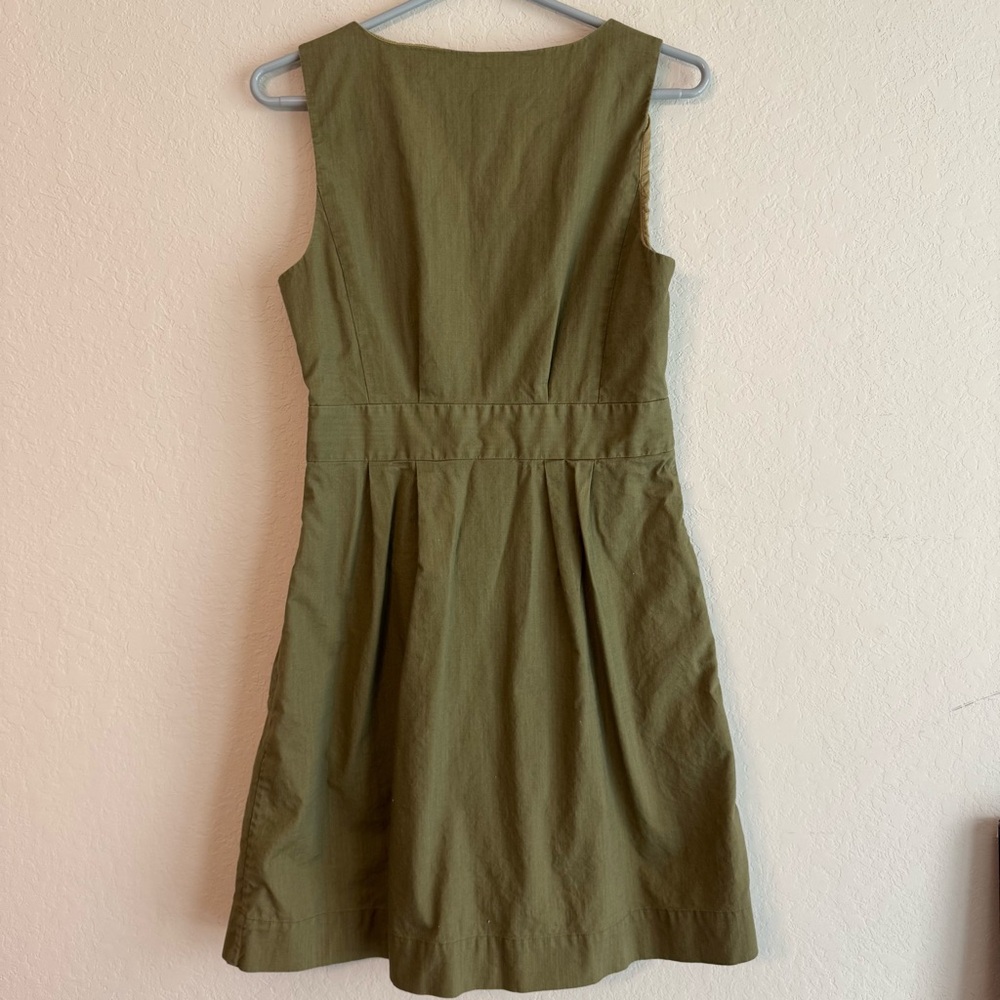 J. Crew Olive Green Fit and Flare Casual Dress 6 - Picture 3 of 4